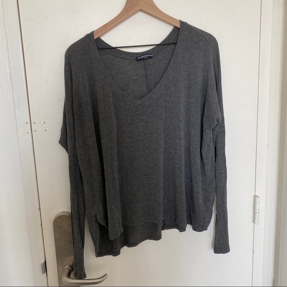 Brandy Melville Grey Long Sleeve Vneck